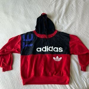 Vintage 80’s Adidas Team Red/Black Hoodie Sweatshirt